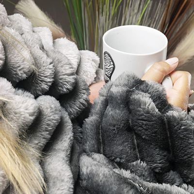 Cobertor Manta Tuffy Ultrasoft Flannel Queen 2,40m X 2,20m Degradê 01 Peça - Grafito Cinza