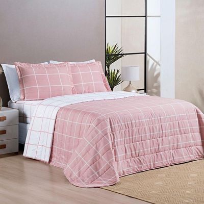 Cobre Leito Austin Queen 03 Peças - Rosa