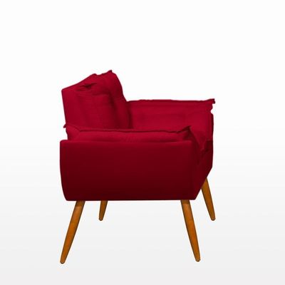Kit 2 Poltronas + Namoradeira + Puff Opala Decorativa Balaqui Vermelho