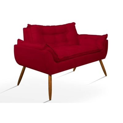 Kit 2 Poltronas + Namoradeira + Puff Opala Decorativa Balaqui Vermelho