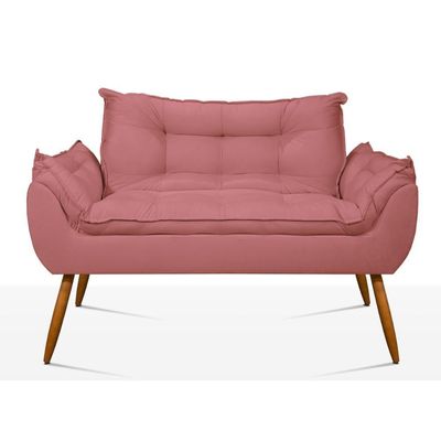 Kit 2 Poltronas + Namoradeira + Puff Opala Decorativa Balaqui Rosa