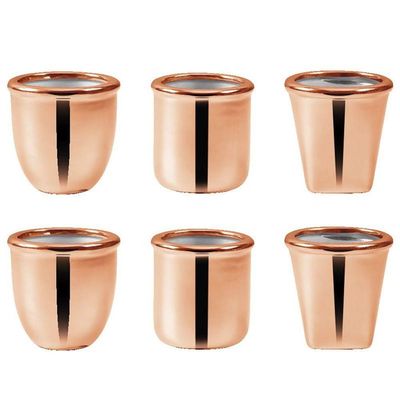 Kit Cachepot Rose Gold Em Cerâmica 6 Peças