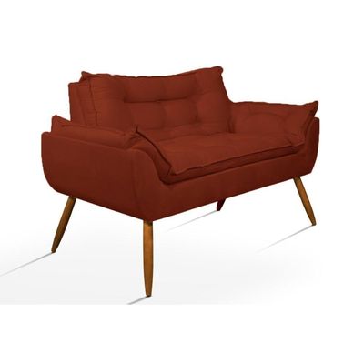 Kit 2 Poltronas + Namoradeira + Puff Opala Decorativa Balaqui Terracota