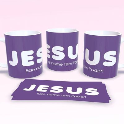 Caneca De Porcelana 325ml Decorada Frases Religiosas Estampa 11
