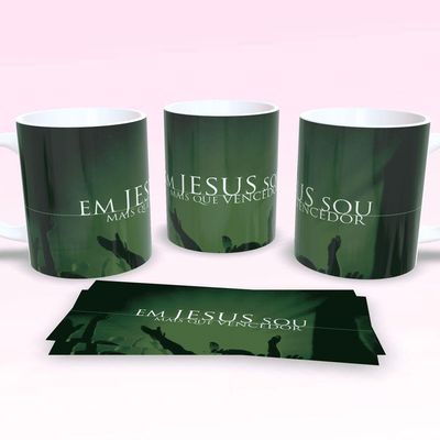 Caneca De Porcelana 325ml Decorada Frases Religiosas Estampa 17
