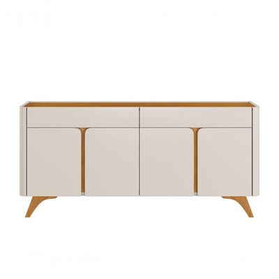 Buffet Aros 4 Portas Pés Madeira Maciça - Mavaular Off White-naturalle