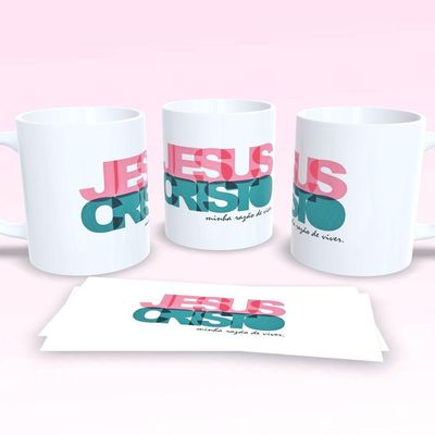 Caneca De Porcelana 325ml Decorada Frases Religiosas Estampa 22