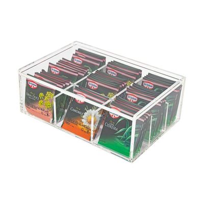 Caixa Acrílico 5mm Saches De Chá Com 9 Nichos Organizador Mesa Cozinha Prático Transparente Elegante