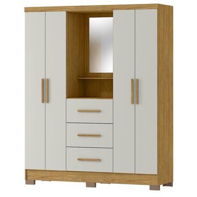 Guarda Roupa 4 Portas Com Espelho Capelinha Rg139 Marrocos Off White Mxm