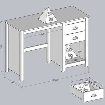 Mesa Escrivaninha Madeira Maciça 110 Cm 9138 Freijo Milani Store