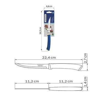 Faca Para Churrasco Tramontina Felice Lâmina Aço Inox Fio Liso Cabo Polipropileno Azul 5 Tramontina