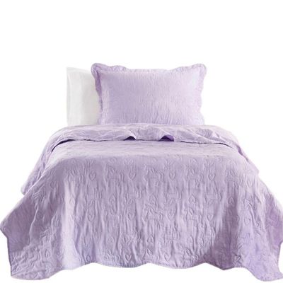 Kit Cobre Leito Colcha Bouti Solteiro Infantil 2 Peças Lilás 100% Poliéster