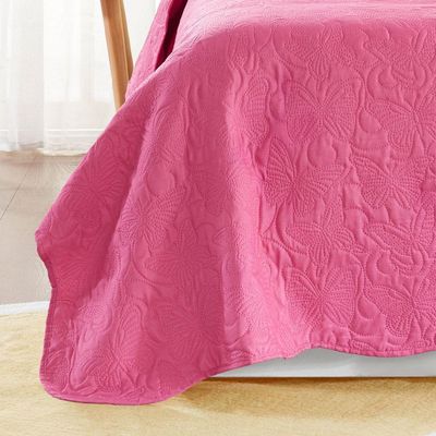 Kit Cobre Leito Colcha Bouti Solteiro Infantil 2 Peças Pink 100% Poliéster