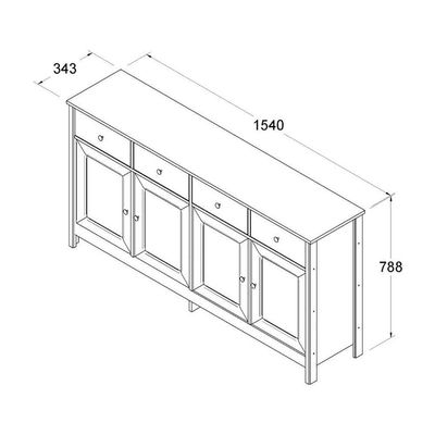Balcao Buffet 4 Portas 4 Gavetas 154 Cm R626 Diamond Dtall Diamond