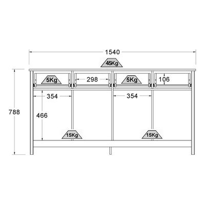 Balcao Buffet 4 Portas 4 Gavetas 154 Cm R626 Diamond Dtall Diamond