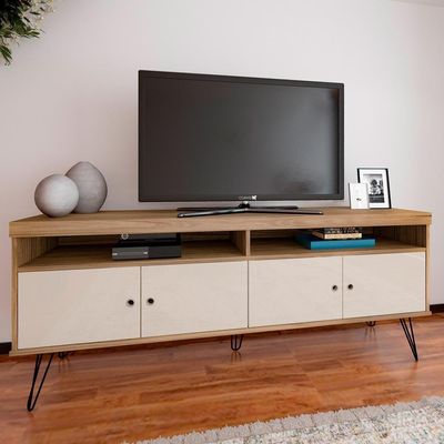 Rack Para Sala De Tv 75 Pol 160 Cm 4217 Carvalho Off White Arly Carvalho Off White