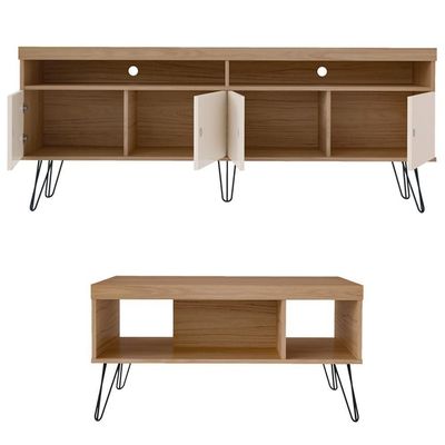 Rack Para Tv Mesa De Centro Rmc42 Carvalho Off White Arly Carvalho Off White