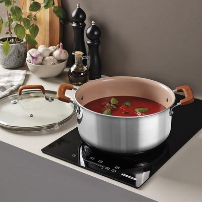 Caçarola Tramontina Romagna Aço Inox Alumínio Cerâmico Marfim 24 Cm 5,24 L Tramontina