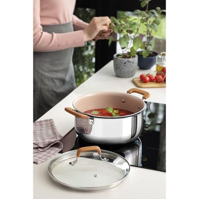 Caçarola Tramontina Romagna Aço Inox Alumínio Cerâmico Marfim 24 Cm 5,24 L Tramontina