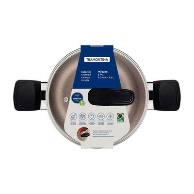 Caçarola Tramontina Milazzo Alumínio Antiaderente Starflon Max Amêndoa 24 Cm Tramontina