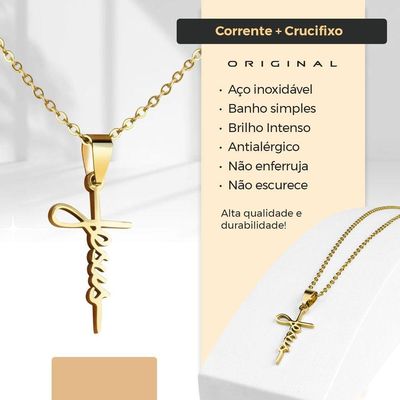 Relogio Masculino Aço Prova Dagua + Caixa + Cordão Crucifixo