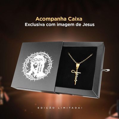 Relogio Masculino Aço Prova Dagua + Caixa + Cordão Crucifixo