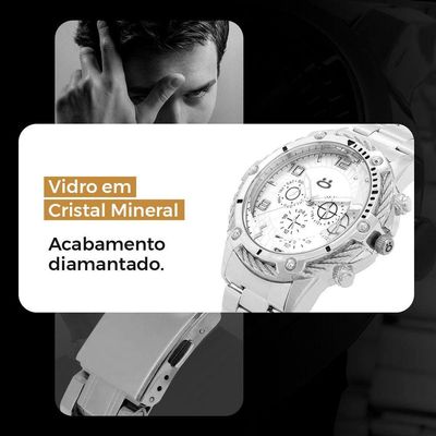 Relogio Masculino Prata + Caixa Religiao Original Cruz Jesus