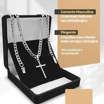 Relogio Masculino Prata + Caixa Religiao Original Cruz Jesus