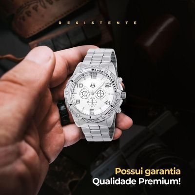 Relogio Masculino Prata + Caixa Religiao Original Cruz Jesus