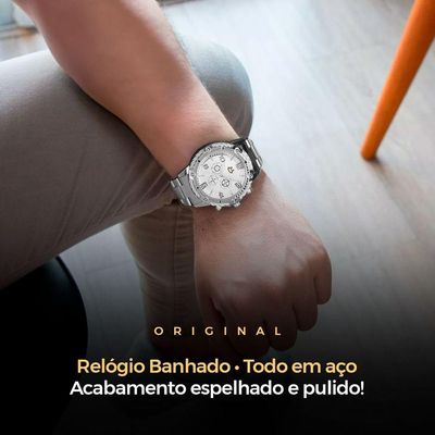 Relogio Masculino Prata + Caixa Religiao Original Cruz Jesus