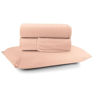 Jogo Cama Lençol Casa Scarpa Sonnet Solteiro Malha Lisa Algodão Macio 3 Peças - Salmão