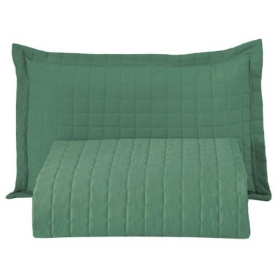 Kit Cobre Leito Colcha Monaco Solteiro Dupla Face 2 Peças Verde 100% Poliéster