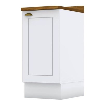 Balcão 1 Porta 40 Cm Americana Branco Com Tampo Nature - Henn