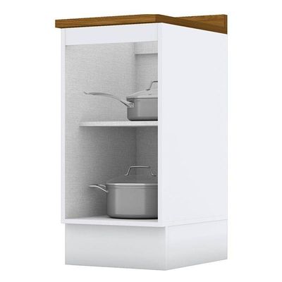 Balcão 1 Porta 40 Cm Americana Branco Com Tampo Nature - Henn