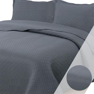 Colcha King Bouti Dupla Face 03 Peças Cinza 100% Poliéster