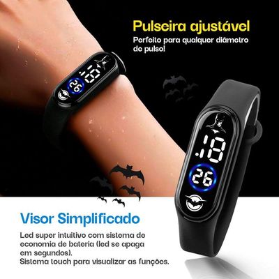 Relogio Digital Infantil Batman Prova Dagua Criança Caixa