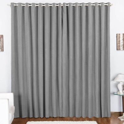 Cortina Duda 4,00M X 2,80M Metros Cinza Tecido Oxford Para Sala Ou Quarto