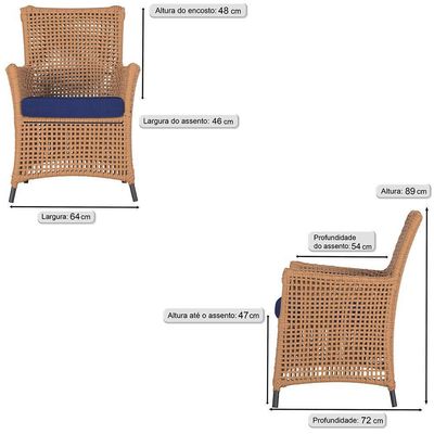 4 Poltronas Igapó Alumínio Pintura Preta Corda Náutica E10 Terra Cota