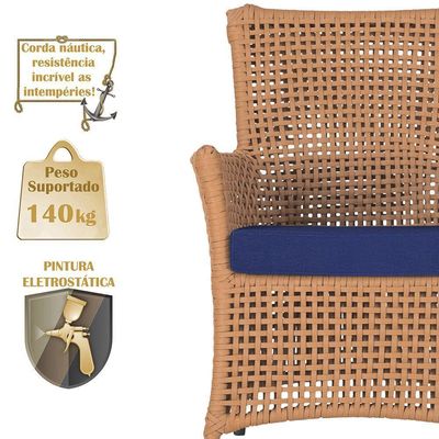 4 Poltronas Igapó Alumínio Pintura Preta Corda Náutica E10 Terra Cota