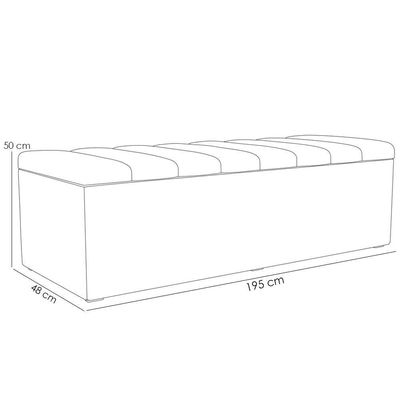 Kit Cabeceira Cama Box Casal King 195cm Com Calçadeira Baú Dália W01 Linho Bege - Lyam