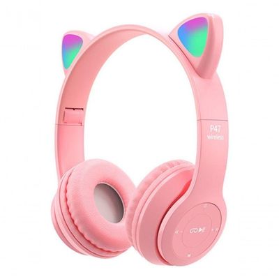 Fone De Ouvido Bluetooth Com Orelhas De Gato Led - Estilo E Diversão Com Qualidade De Som Cor:preto