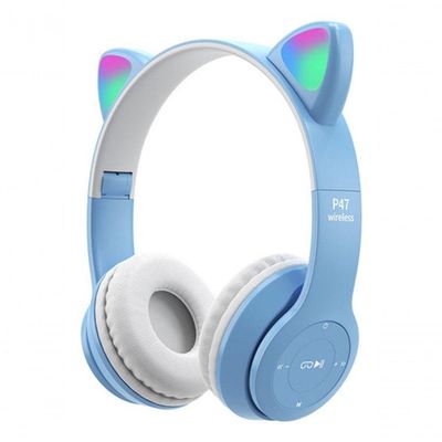 Fone De Ouvido Bluetooth Com Orelhas De Gato Led - Estilo E Diversão Com Qualidade De Som Cor:preto