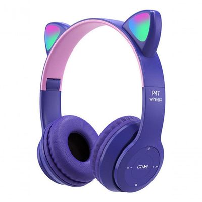 Fone De Ouvido Bluetooth Com Orelhas De Gato Led - Estilo E Diversão Com Qualidade De Som Cor:preto