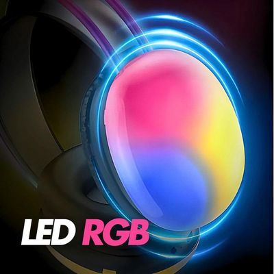 Fone De Ouvido Sem Fio Bluetooth V5.3 Com Led Rgb Headset Bluetooth Disco Pulse