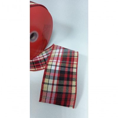 Fita Decorativa Xadrez Vermelha Com Bege