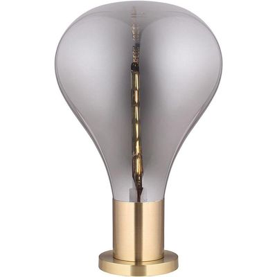 Luz Luminária De Mesa 53X40X40Cm Vidro Cinza