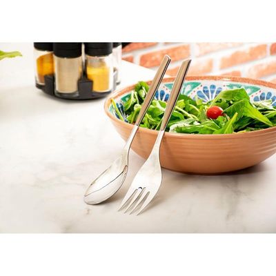Garfo E Colher Salada 2 Peças Grande Tabaco Glamour Bugatti