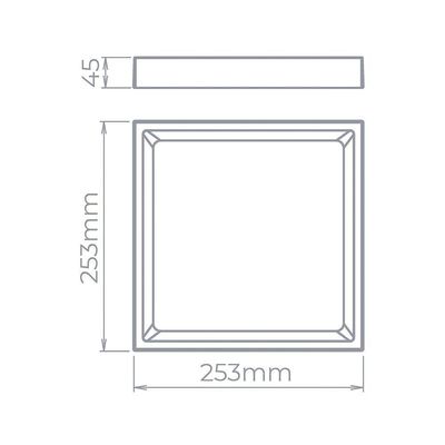 Painel De Led Stella Quadrado Deep De Sobrepor Recuado 22w Bivolt Branco 3000k Luz Neutra