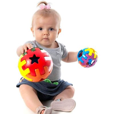 Brinquedo Educativo 1 Ano Bola Bebês Encaixar Kendy 14cm