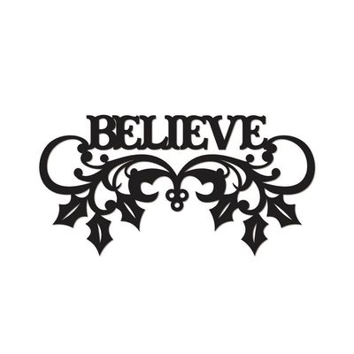Believe Com Ramos 40cmx20cm - Cria Arte Laser Preto